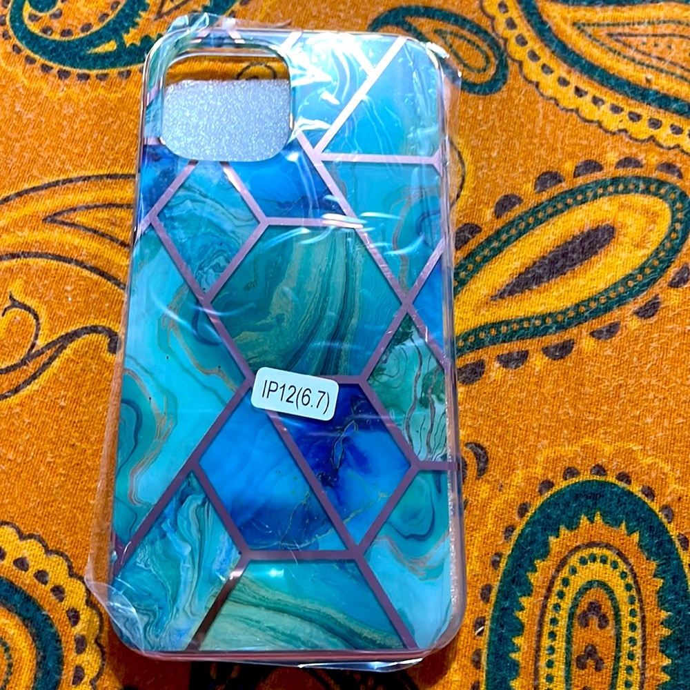 iPhone 12 Pro Maxx Green blue never used Marble Shockproof TPU case cover